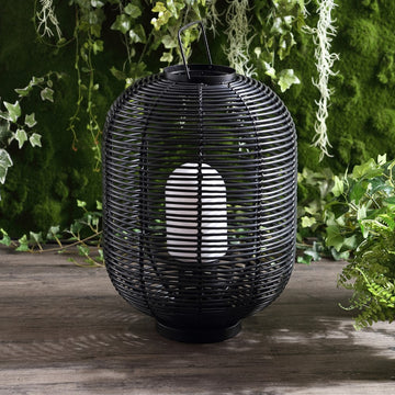 Kandella 26.7" Outdoor Woven Oval Asian LED Lantern - JONATHAN Y